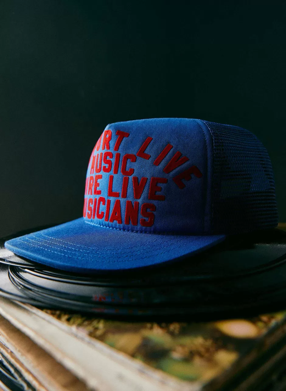 The "Support Live Music" Trucker In Blue*imogene+willie Fashion